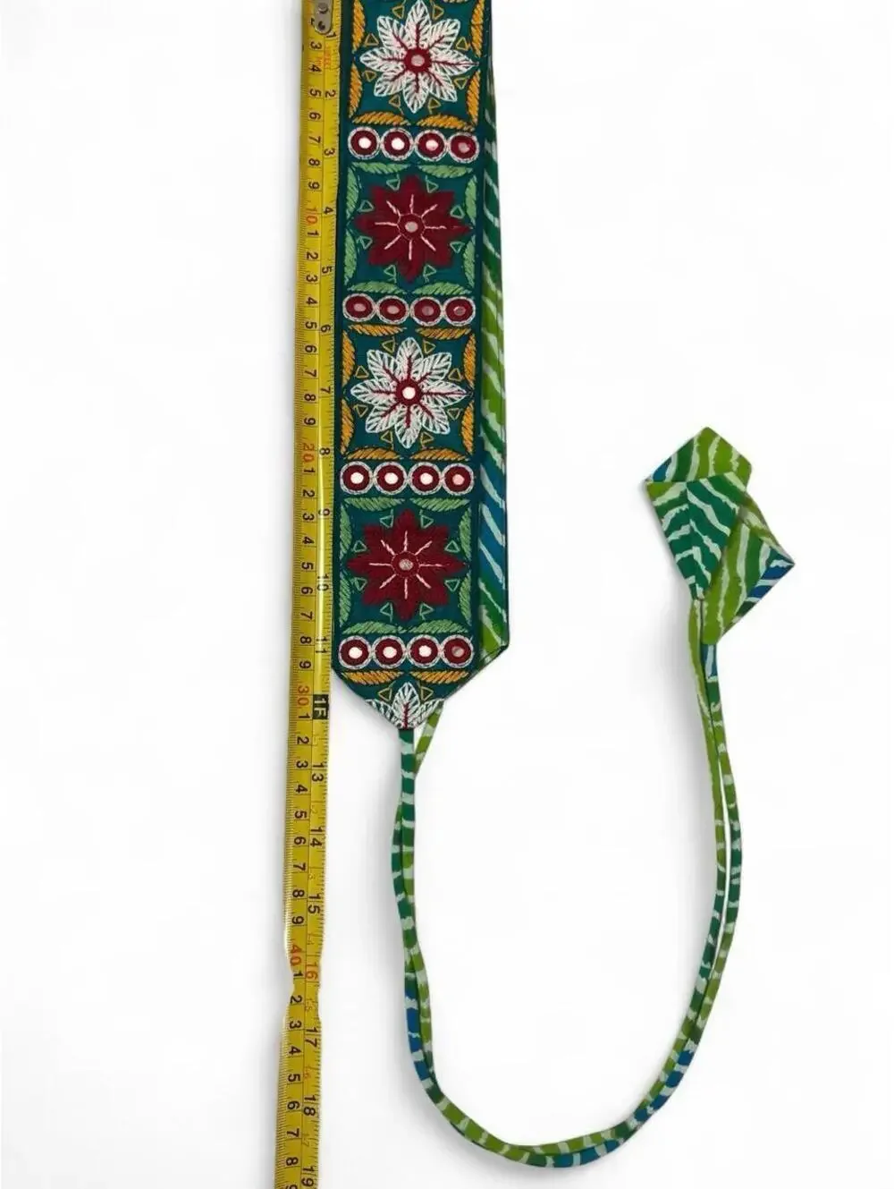 Vintage Y2K Primp Embroidered Mirror Tie Waist Belt Boho Sash